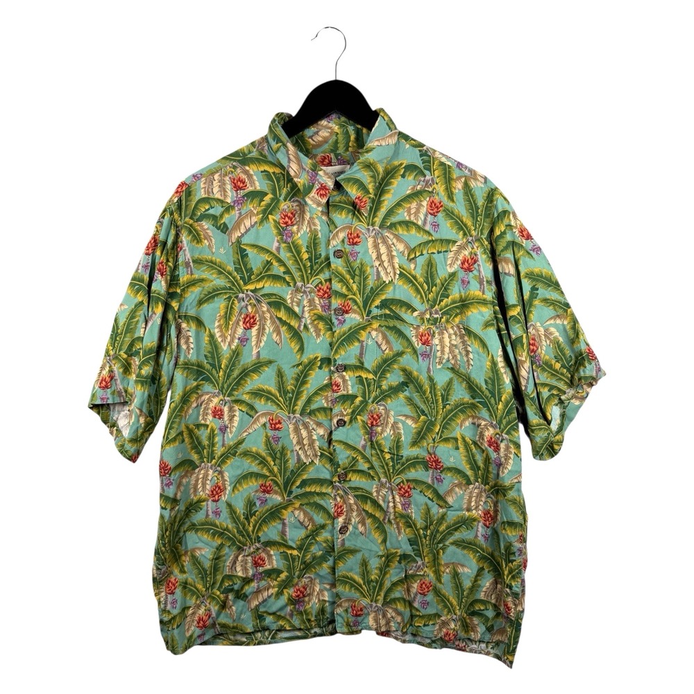 Reyn Spooner Dietrich Varez Shirt Sz L Green Banana Trees Print Beach Pullover